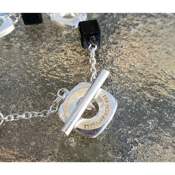 Tiffany Black Onyx Cushion Bracelet in Sterling Silver 925. 7.5 Inches Long - Picture 3 of 5